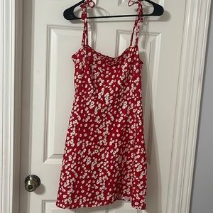 Red floral dress with tie straps!